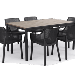 Signature Porto 160cm Table + Elisa Dining Chair, Set of 6 - Ashwood Brown