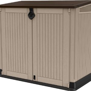 Keter Store-It Out Midi Outdoor Garden Storage Shed, Beige and Brown, 130 x 74 x 110 cm