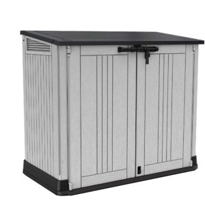 Keter Store It Out Nova Outdoor Garden Furniture Storage Shed Light Grey with Dark Grey Lid | Fade Free | All Weather Resistant | Safe and Secure | Zero Maintenance | 5 year Warranty