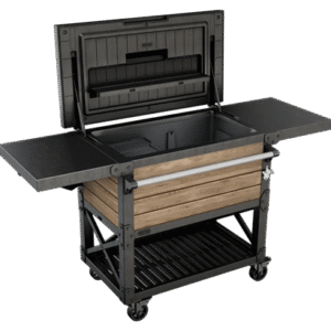 Signature Patio Cooler and Beverage Cart - Ashwood Brown